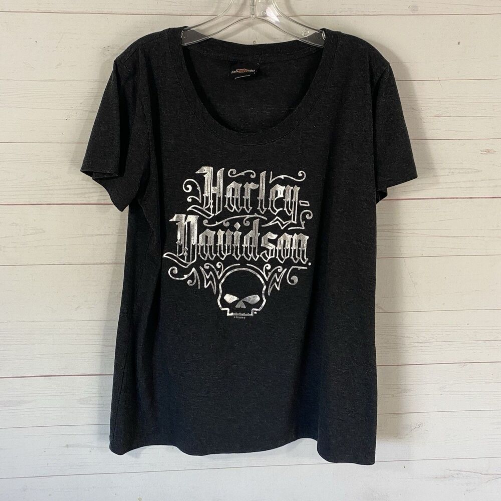 Harley Davidson Womens Gator Leesburg Florida Short Sleeve Tee XL Dark Gray